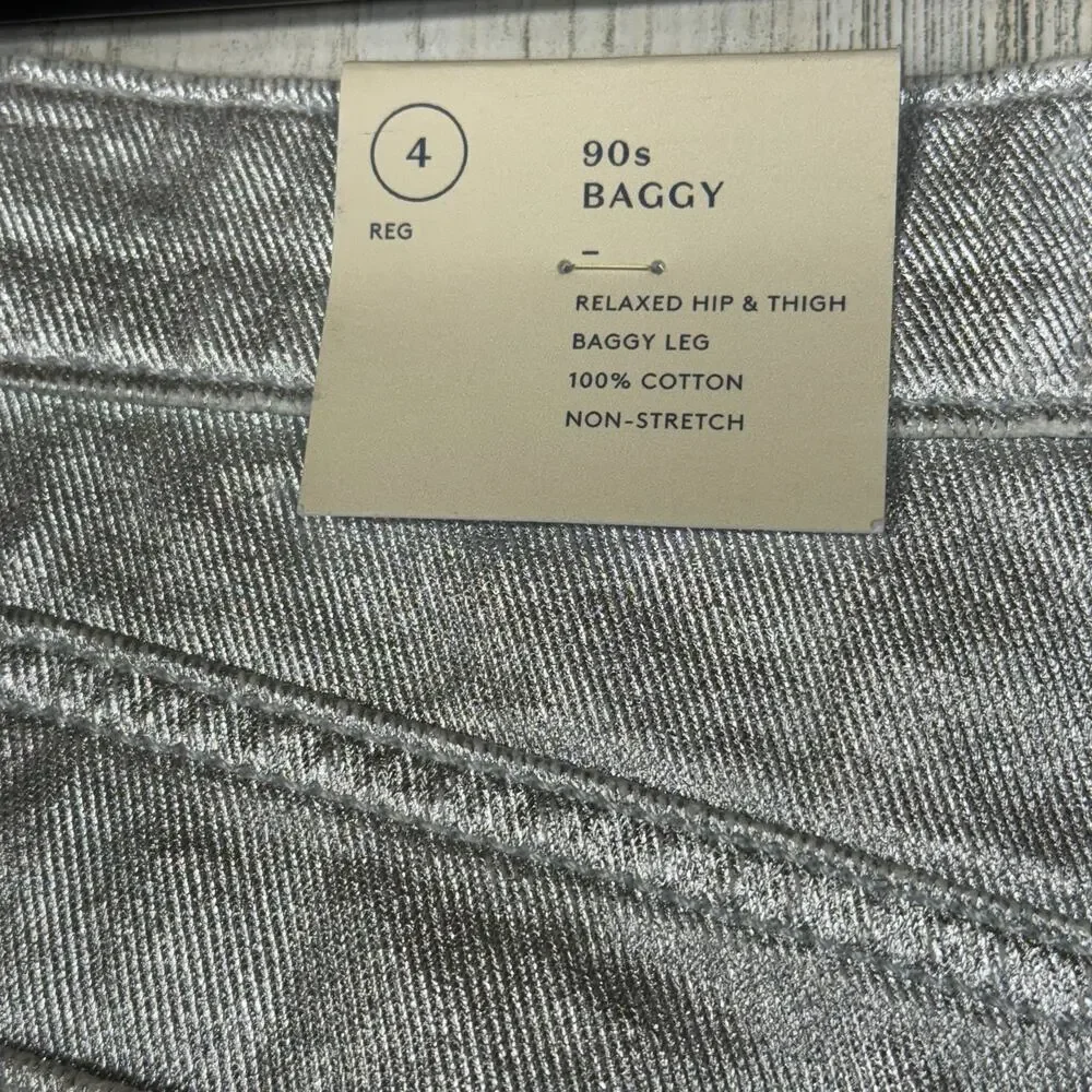 Universal Thread SZ 4R 90's Baggy Jeans Shiny Silver Hi-Rise 100% Cotton New - Picture 8 of 11